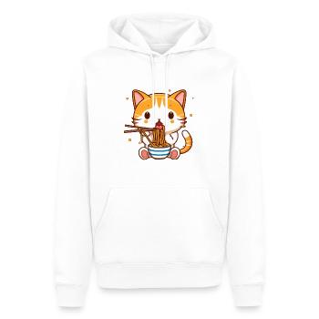 Chat Qui Mange des Spaghetti - Sweat à capuche Premium bio Homme - blanc - Devant - Nico (187cm)