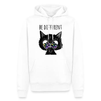 Katze, be different ,nerd,pixelbrille, pixel - Männer Premium Bio Hoodie - Weiß - Vorne - Nico (187cm)