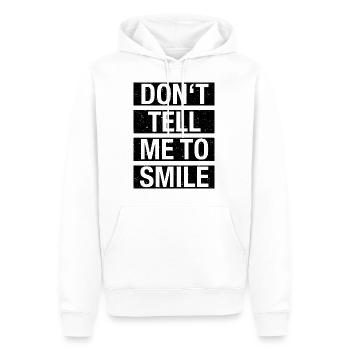 Don't tell me to smile - Men’s Premium Organic Hoodie - white - Front - Nico (187cm)