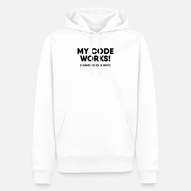 Programmer - My code works - Men’s Premium Organic Hoodie - white