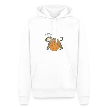 Basket singe singe singe - Sweat à capuche Premium bio Homme - blanc - Devant - Nico (187cm)