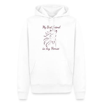 Pferdeliebhaber Mein bester Freund ist mein Pferdereiter - Männer Premium Bio Hoodie - Weiß - Vorne - Nico (187cm)