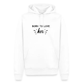 Born To Love Her - Sweat à capuche Premium bio Homme - blanc - Devant - Nico (187cm)