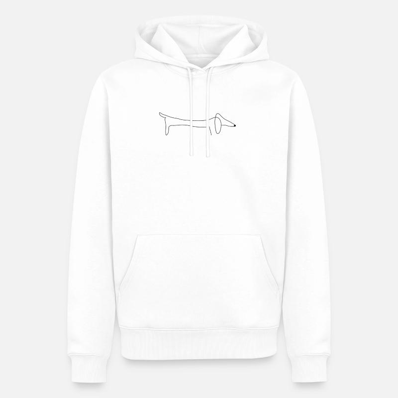 Teckel, chien, dessin amusant de teckel - Sweat à capuche Premium bio Homme - blanc
