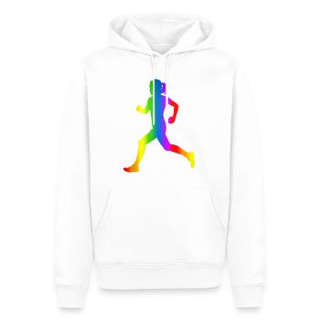 Bunter Läuferin Regenbogen - Männer Premium Bio Hoodie - Weiß - Vorne - Nico (187cm)