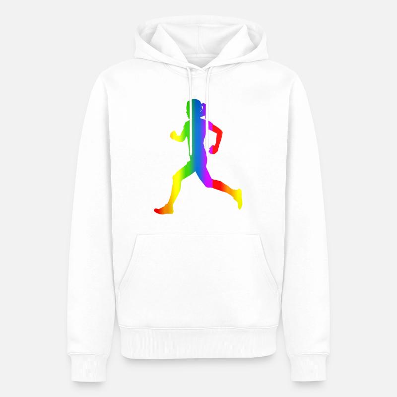 Bunter Läuferin Regenbogen - Männer Premium Bio Hoodie - Weiß