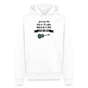 J'ai peut être l'air de t'écouter t-shirt guitare - Sweat à capuche Premium bio Homme - blanc - Devant - Nico (187cm)