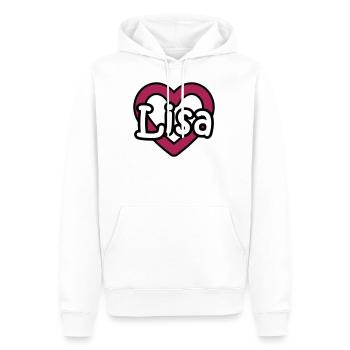 Lisa nom de famille prénom nom de jeune fille nom de coeur jour - Sweat à capuche Premium bio Homme - blanc - Devant - Nico (187cm)