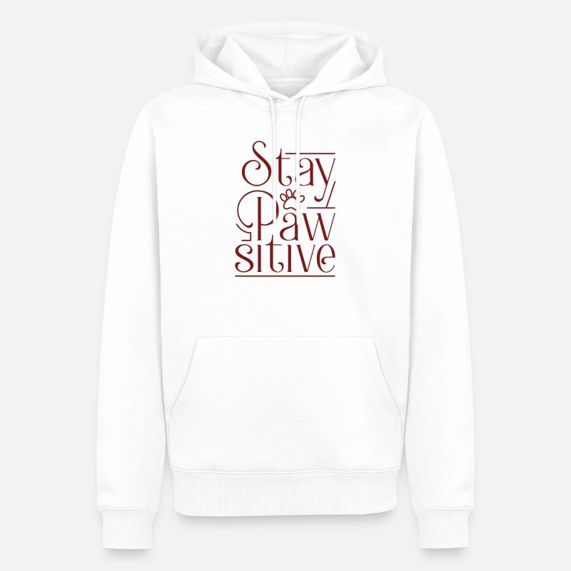 Tierliebhaber-Geschenk-Idee bleiben pawsitive - Männer Premium Bio Hoodie - Weiß
