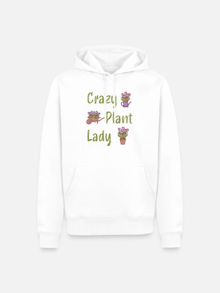 Crazy Plant Lady gartner haveplante kærlighed - Herre Premium økologisk hoodie - hvid
