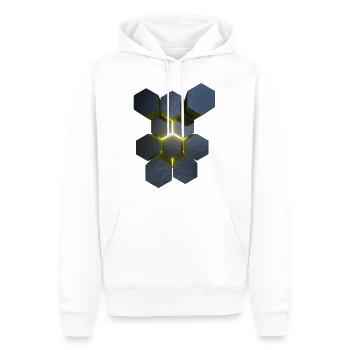 Hexagon 3D Effekt Heilige Geometrie - Männer Premium Bio Hoodie - Weiß - Vorne - Nico (187cm)