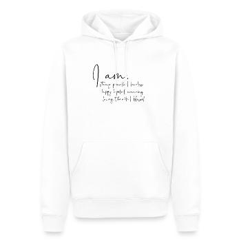 I am - Männer Premium Bio Hoodie - Weiß - Vorne - Nico (187cm)