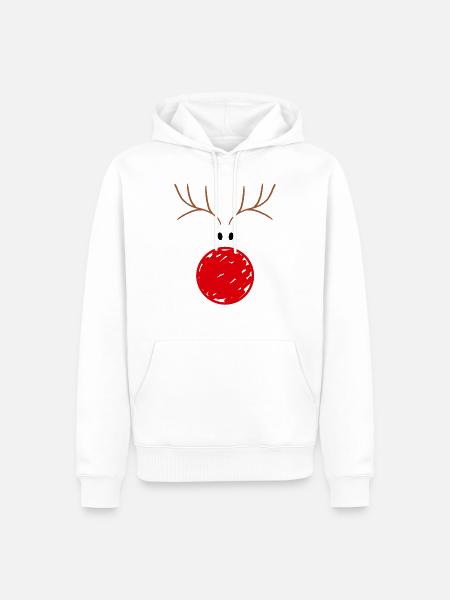 Rentier rote Nase Geschenk Weihnachten für Damen - Männer Premium Bio Hoodie - Weiß