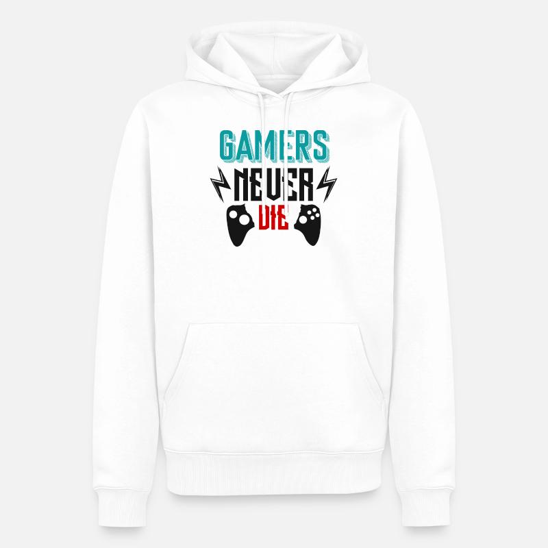 Gamer never die - Sweat à capuche Premium bio Homme - blanc