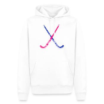 Sticks vintage rose field hockey player - Sweat à capuche Premium bio Homme - blanc - Devant - Nico (187cm)