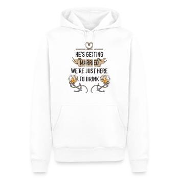 He is getting married we are just here to drink - Sweat à capuche Premium bio Homme - blanc - Devant - Nico (187cm)