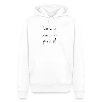 Home is where we park it - Männer Premium Bio Hoodie - Weiß - Vorne - Nico (187cm)