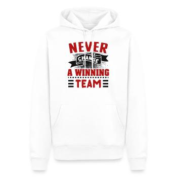Never change a winning team - Fussballfan Spruch - Männer Premium Bio Hoodie - Weiß - Vorne - Nico (187cm)