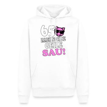 Sprüche Geburtstag Geile Sau 65 - Männer Premium Bio Hoodie - Weiß - Vorne - Nico (187cm)