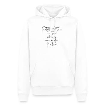 Pitsche Pitsch Patsche ich hab ein an der Klatsche - Männer Premium Bio Hoodie - Weiß - Vorne - Nico (187cm)