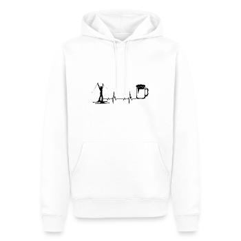 Heartbeat Bière et ski - - Sweat à capuche Premium bio Homme - blanc - Devant - Nico (187cm)