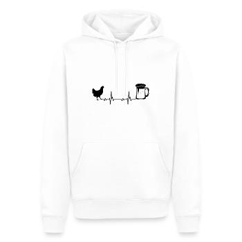 Heartbeat Bier und Huhn - - Männer Premium Bio Hoodie - Weiß - Vorne - Nico (187cm)