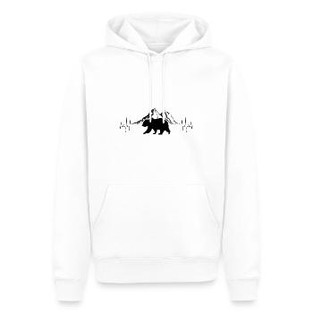 Herzschlag Berge und Bär - - Männer Premium Bio Hoodie - Weiß - Vorne - Nico (187cm)