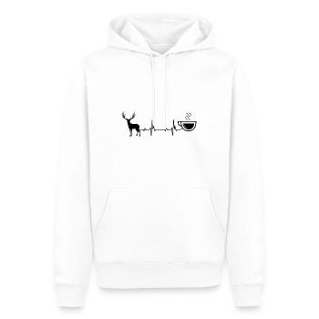 Heartbeat Kaffee und Jagd - (3) - Männer Premium Bio Hoodie - Weiß - Vorne - Nico (187cm)