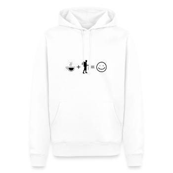 Coffee Smile Face and Hiking - - Men’s Premium Organic Hoodie - white - Front - Nico (187cm)