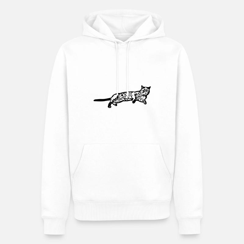 Chat chat noir chaton - Sweat à capuche Premium bio Homme - blanc