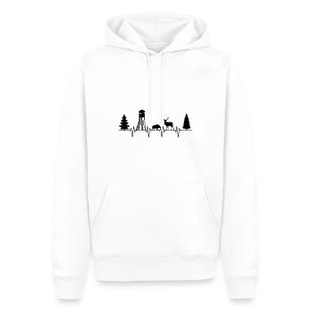 Farbe änderbar | Jäger Hochsitz Herzschlag Puls - Männer Premium Bio Hoodie - Weiß - Vorne - Nico (187cm)