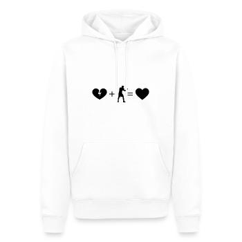 Gebrochenes Herz Herz und Boxen - - Männer Premium Bio Hoodie - Weiß - Vorne - Nico (187cm)