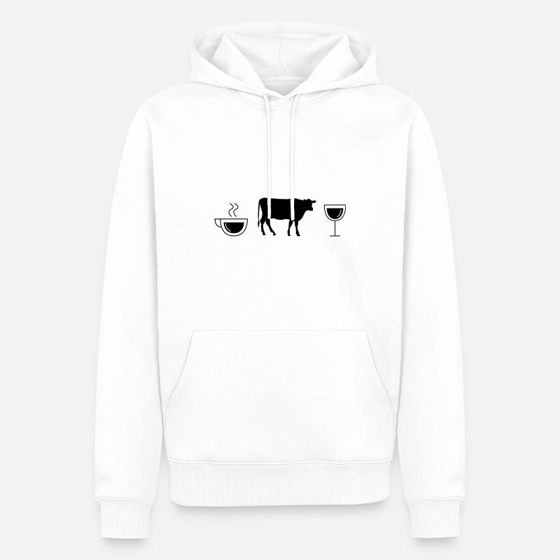 Vin de café et vache - - Sweat à capuche Premium bio Homme - blanc