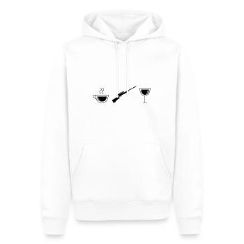 Vin de café et chasse - - Sweat à capuche Premium bio Homme - blanc - Devant - Nico (187cm)