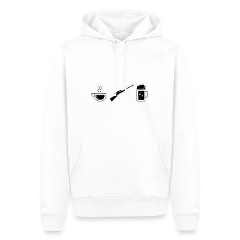 Café bière et chasse - - Sweat à capuche Premium bio Homme - blanc - Devant - Nico (187cm)