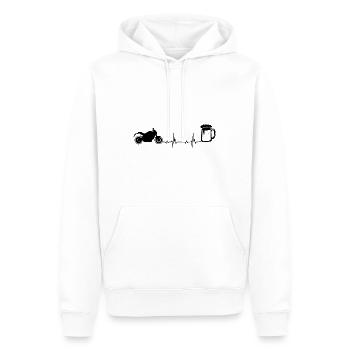 Heartbeat Bier und Motorrad - (MOTORRAD) - Männer Premium Bio Hoodie - Weiß - Vorne - Nico (187cm)