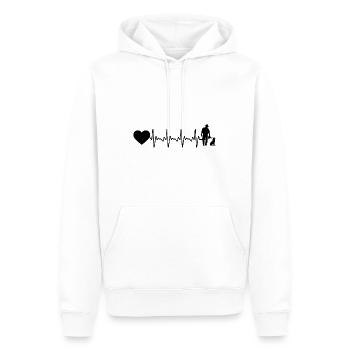 Heartbeat heart and dog - (4) - Men’s Premium Organic Hoodie - white - Front - Nico (187cm)
