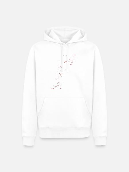 Rote Linienblume Skizze - Männer Premium Bio Hoodie - Weiß