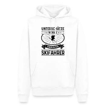 Unterschatz Niemals einen Alten SkiFahrer - - Männer Premium Bio Hoodie - Weiß - Vorne - Nico (187cm)