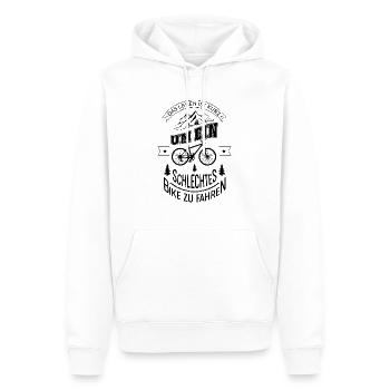 Zu kurz um ein schlechtes bike zu reifen - - Männer Premium Bio Hoodie - Weiß - Vorne - Nico (187cm)