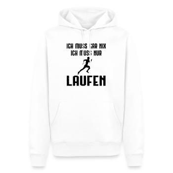 Ich Muss Garnix ICH Muss Nur Laufen - - Männer Premium Bio Hoodie - Weiß - Vorne - Nico (187cm)