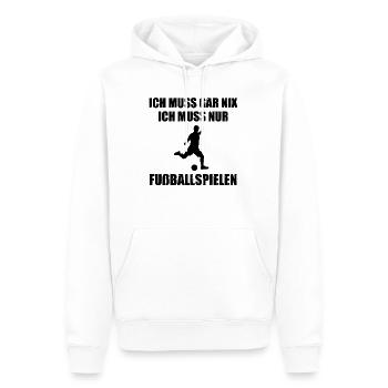 Ich Muss Garnix ICH Muss nur Fusbballspiele - (2) - Männer Premium Bio Hoodie - Weiß - Vorne - Nico (187cm)