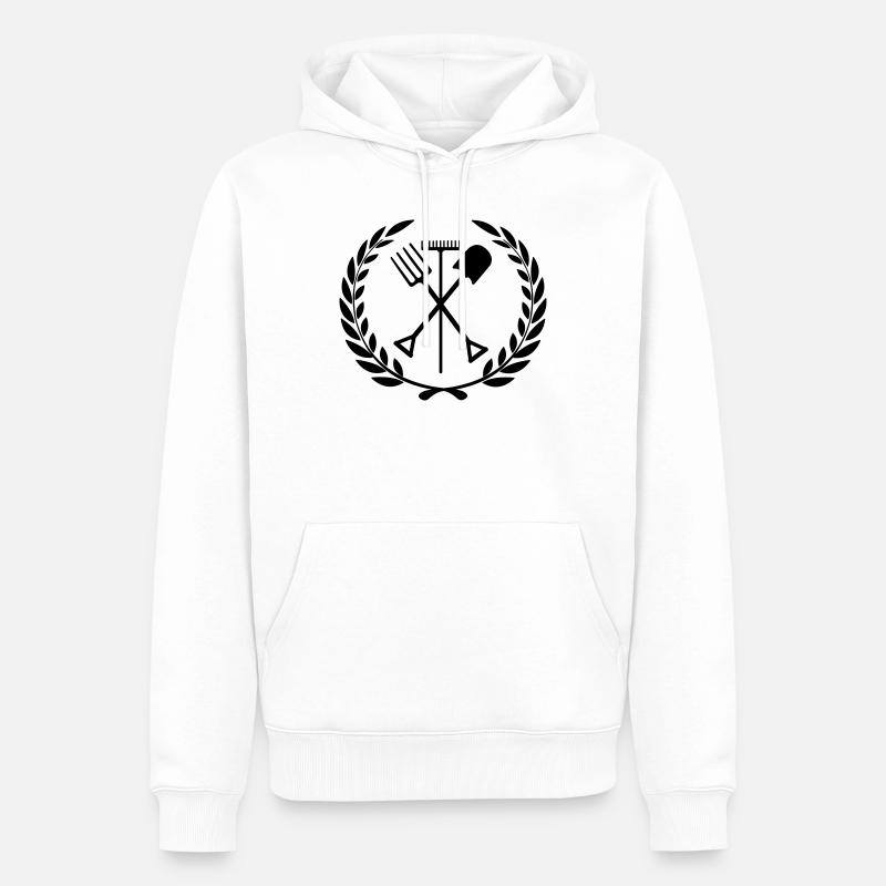 Gartengeräte Rechen, Schaufel, Mistgabel - Männer Premium Bio Hoodie - Weiß