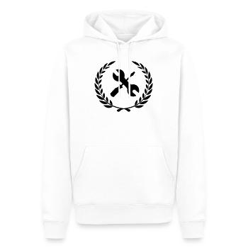Logo d’outil pour bricoleur en couronne de laurier - Sweat à capuche Premium bio Homme - blanc - Devant - Nico (187cm)