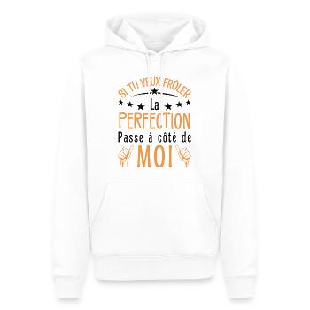 Du willst der Perfektion nahe sein, geh an mir vorbei - Männer Premium Bio Hoodie - Weiß - Vorne - Nico (187cm)