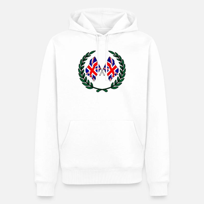 Drapeaux Angleterre en couronne de laurier - Sweat à capuche Premium bio Homme - blanc