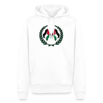 Palästinensische Flaggen im Lorbeerkranz - Männer Premium Bio Hoodie - Weiß - Vorne - Nico (187cm)