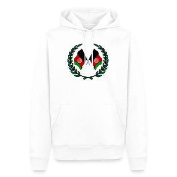 Drapeaux Afghanistan en couronne de laurier - Sweat à capuche Premium bio Homme - blanc - Devant - Nico (187cm)