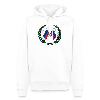 Drapeaux de la Russie en couronne de laurier - Sweat à capuche Premium bio Homme - blanc - Devant - Nico (187cm)