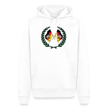 Drapeaux Couronne de laurier de la Sarre - Sweat à capuche Premium bio Homme - blanc - Devant - Nico (187cm)